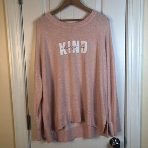 Philosophy French‎ Terry Sweatshirt Top Womens 1X Pink Always Be Kind Soft Girl